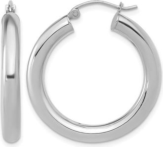 Diamond2Deal 10K White Gold Lightweight Round Hoop Earrings