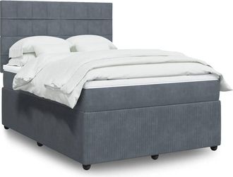 vidaXL Vidaxl - Cama Box Spring Con Colch&oacute;n Terciopelo Gris Oscuro 160x200 Cm