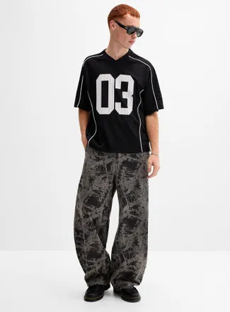 Djab Mens Camouflage pattern wide-leg jean Barrel fit Imported from Seoul