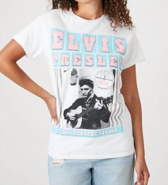 Prince Peter Elvis Sun Studio Crop Tee In White