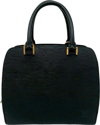 Louis Vuitton Black Leather Handbag Tote Bag (Pre-Owned)