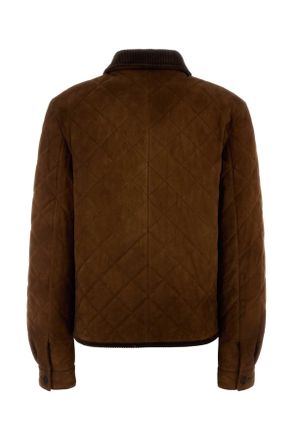 Miu Miu Womens Brown Suede Jacket Brandy Giacche Pelle In