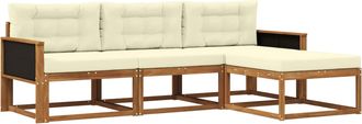 vidaXL Conjunto De Sof&aacute;s De Exterior 4 Uds. Natural Y Crema Vidaxl