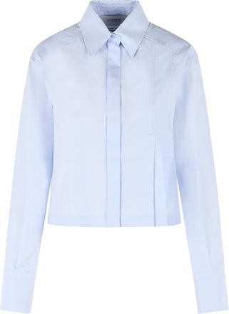 Sportmax Sportmax - Kurzhemd Certo aus Baumwollpopeline mit hellblauen asymmetrischen Falten