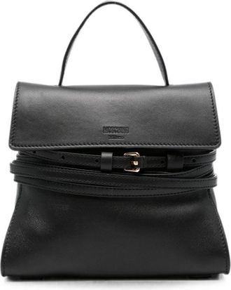 Moschino Structured Silk and Nylon Handbag with Gold-tone Accents