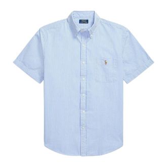 Ralph Lauren Short Sleeve Shirts, male, Blue, Size: 2XL RL Prepster Custom Fit Seersucker Shirt