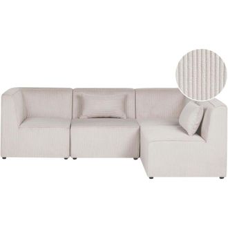 Beliani Modular Left Corner 4 Seater Sofa Beige Corduroy 4 Seater Sectional Sofa Modern Design LEMVIG