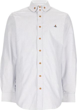 Vivienne Westwood Long-Sleeve Button-Up Shirt With Vertical Pinstripe And Contrasting Buttons