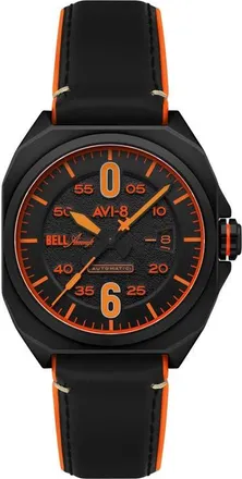 AVI-8 Bell X-1 Machbuster Automatic Leather/Rubber Strap Watch, 41mm in Black at Nordstrom