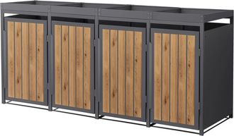 ML Design Cobertizo para 4 cubos de basura 240l antracita roble claro, macetero