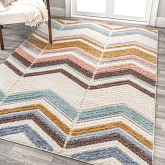 Jonathan Y Designs Elin Chevron High-Low Multi/Cream Area Rug