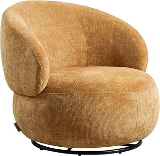 Vente-Unique Sill&oacute;n giratorio en tela texturizada amarillo mostaza LACAZO