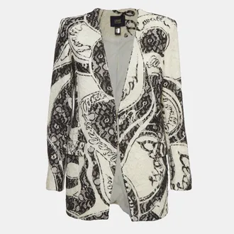 Roberto Cavalli White/black Lace Regular Fit Blazer