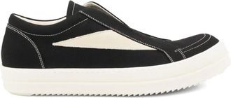 Rick Owens panelled slip-on sneakers - men - Calf Leather/Elastodiene/Cotton - 45 - Black