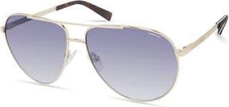 Kenneth Cole 61mm Aviator Sunglasses in Gold /Blue at Nordstrom Rack