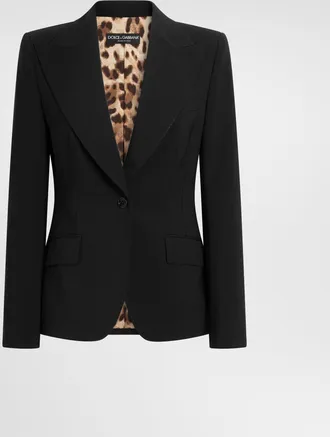 Dolce & Gabbana Turlington Single-breasted Jacket In Micro-ribbed Fabric - Woman Blazers Black 40