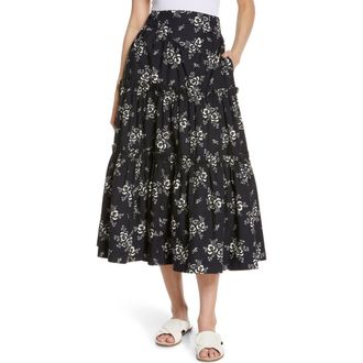 Sea New York Alessia Print Tiered Skirt in Black at Nordstrom Rack, Size X-Small