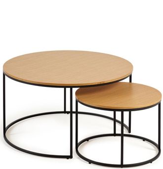 K Home Design Couchtisch Set 2 Xoanny, Eiche Natur/Schwarz