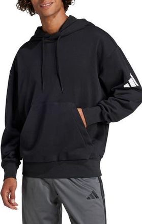 adidas Essentials Loose 3-Bar Hoodie in Black/White at Nordstrom Rack, Size Xx-Large