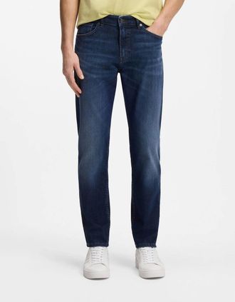 HUGO BOSS Mens BOSS Orange Maine Regular-Fit Jeans in Soft-Motion Denim - Medium Blue 420 - Size: 36/34