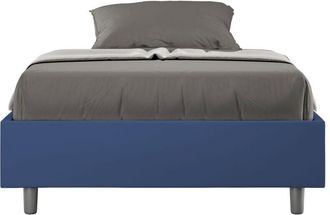 ITYhome Ityhome - Letto una piazza e mezza rivestito in Similpelle - azelia - Dimensione Rete: 120x200 - Colore: Blu - Tipologia Letto: Con Rete