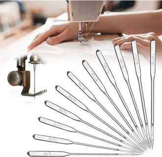 OEM 12 Aghi Per Macchina Da Cucire + 60 Penne A Sfera Universali - Misure Da 65/9 A 110/18 Per Tessuti Spessi E Delicati