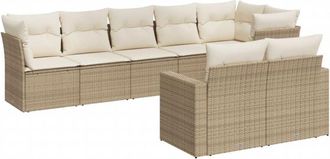 vidaXL Vidaxl - Juego De Sof&aacute;s De Jard&iacute;n Con Cojines Beige 8 Pzas Rat&aacute;n Pe