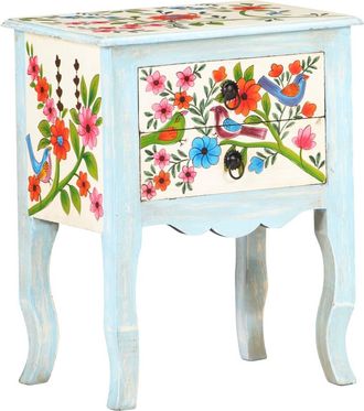 vidaXL Mesita De Noche Pintada A Mano Madera Maciza Mango 40x30x50 Cm Vidaxl