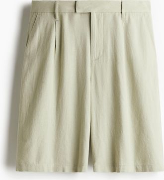 H&M Knielange Shorts aus Leinenmix - Green