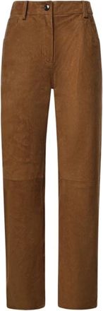Magda Butrym Leren broek met corduroy-effect - Dames - Leren Broeken - Oranje - XS - Leer - Broeken