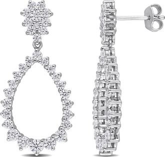 Amour 2 1/5 CT DEW Created Moissanite Open Teardrop Dangle Earrings In Sterling Silver