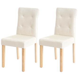 Hhg Hhg - Lote De 2 Sillas De Comedor 983, Silla De Comedor, Polipiel Crema, Patas Claras