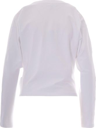 Ganni Womens T-Shirt Heavy Stretch Draped Bright White Organic Cotton T-Shirts & Jerseys