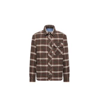 Moncler Moncler Check Wool Shirt Jacket, Men, Brown, Size: 3xl