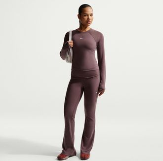 Nike Womens Nike Sportswear Chill Knit Mid-Rise Tight Ribbed Pants in Purple | IF0240-502