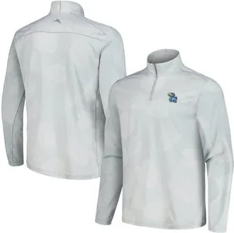 Tommy Bahama Mens Tommy Bahama Gray Kansas Jayhawks Delray Frond IslandZone Half-Zip Jacket at Nordstrom, Size Xx-Large
