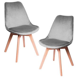 Regalos Miguel Regalos Miguel - Packs Sillas Comedor - Pack 2 Sillas Synk Terciopelo - Gris Claro