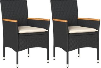 vidaXL Vidaxl - Sillones de jardín con cojines 2 uds ratán sintético negro