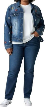 Curated Basics Back To Cool Jeweled Denim Jacket In Blue