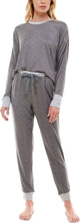 Roudelain Whisper Luxe Drop Shoulder And Jogger Set In Space Dye Gray Flannel/soft Silver