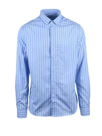 Deuxieme Shirt White/Sky Blue Cotton Shirt