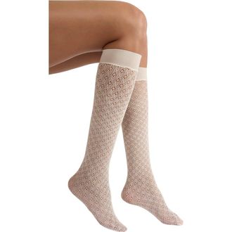 Wolford Blossom Knee High Socks in Buttercream at Nordstrom, Size Medium