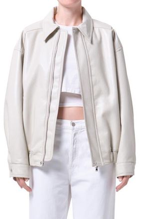 A Gold E Aston Recycled Leather Bomber Jacket in Buff Light Beige at Nordstrom, Size X-Small