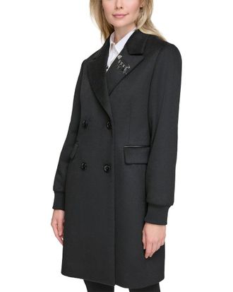 Karl Lagerfeld Karl Lagerfeld Black Wool-Blend Peacoat