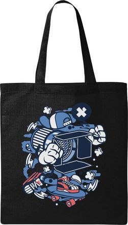 Generic Movie Lighting Hip Hop Lamp Cartoon Art Natural Ecological Cotton Tote Bag Black