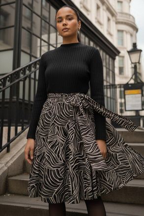 Roman Animal Print Tie Front Knit Dress