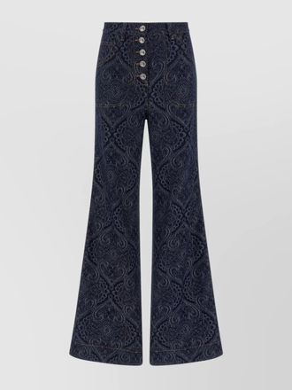 Etro jacquard flared denim trousers