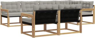 vidaXL Conjunto De Sof&aacute;s De Exterior 7 Uds. Blanco Y Gris Claro Vidaxl