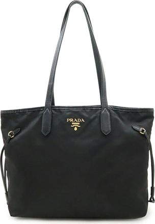Prada Black Nero Nylon Leather Shoulder Bag Tote Bag (Pre-Owned)