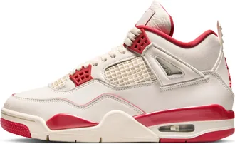 Nike Jordan Womens Air Jordan 4 Retro Pale Ivory and Tough Red Shoes in Brown | HV0823-108
